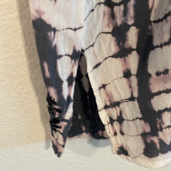 Daisy Island Wonens Swing Dress XL Pink & Grey Tie Dye Floral Embroidered Boho - Picture 7 of 13